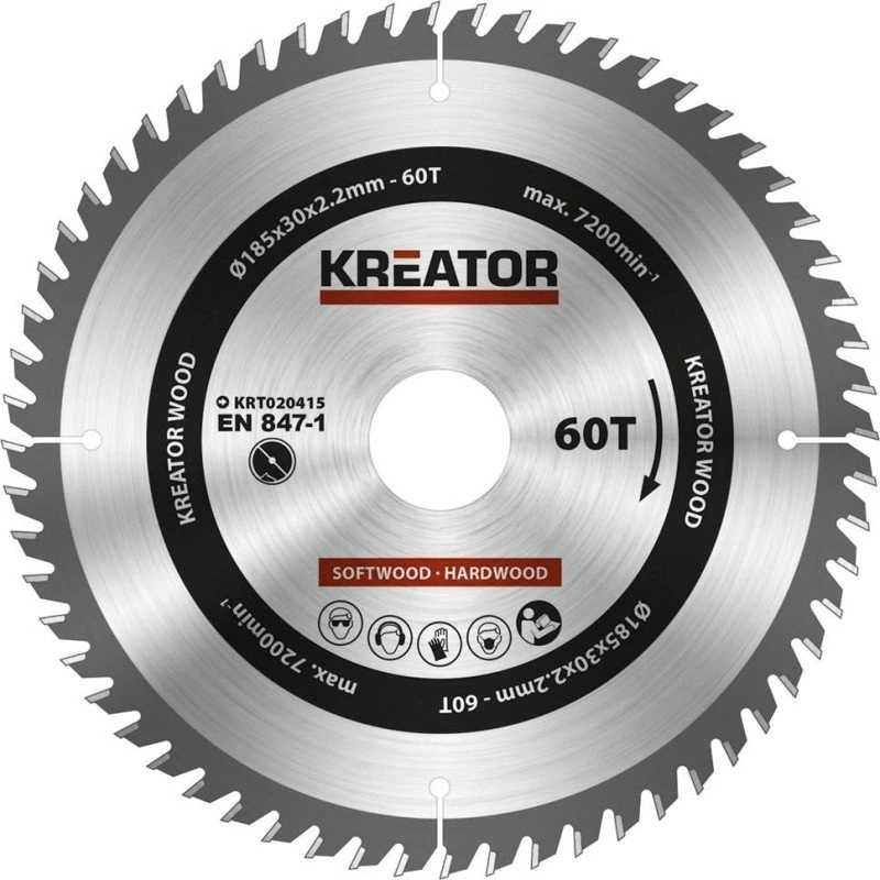 Kreator Rundsavsklinge Ø185/30mm - 60 HM tænder