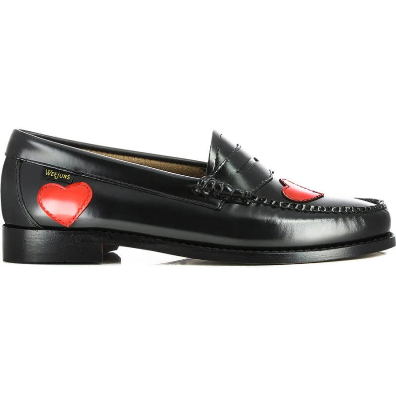 G.H. Bass Weejun Penny Love – sort læder med rødt hjerte