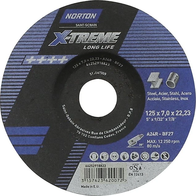 Norton Skrubskive 125x7,0x22,23mm A24R-T27 NOR-X-Treme life