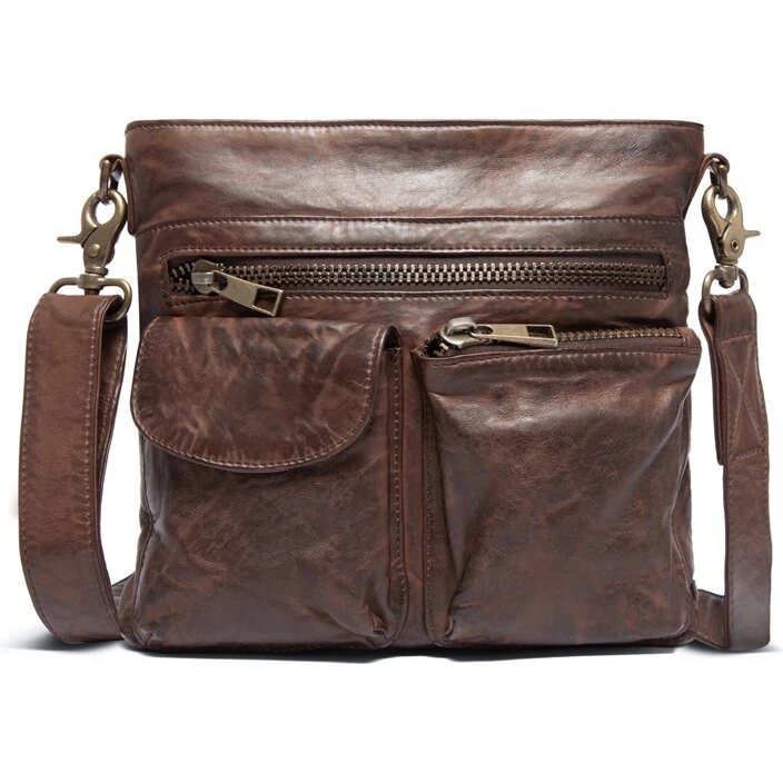 Depeche Crossbody taske i lammeskind - Winter Brown