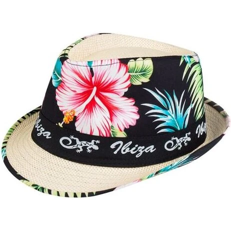 Hawaii Fedora IBIZA - blomsterprint, ca. 58 cm