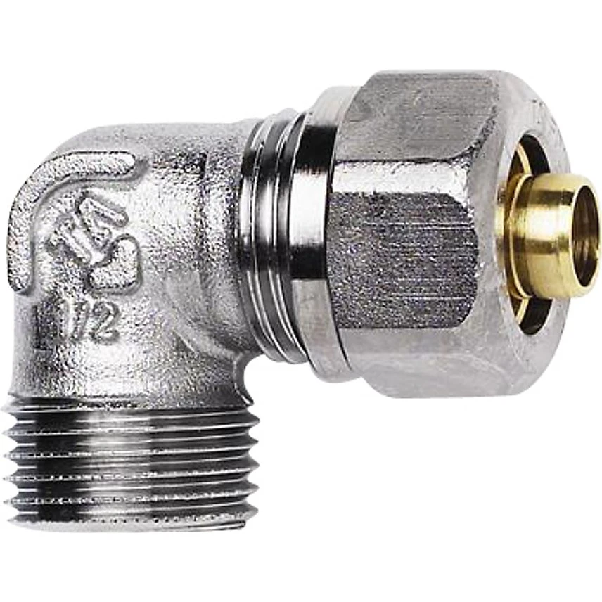 TA-PX Pex Vinkel 12mm x 1/2" Nippel med støttebøsning
