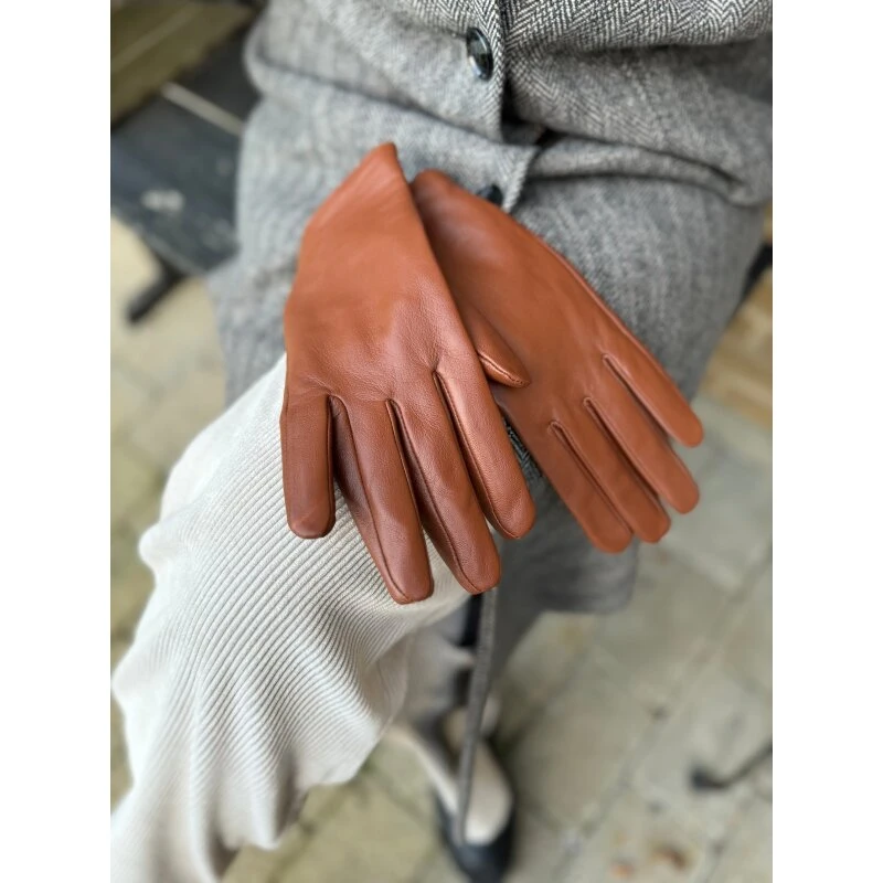 Orchid Lammeskindshandsker med touch - Sort