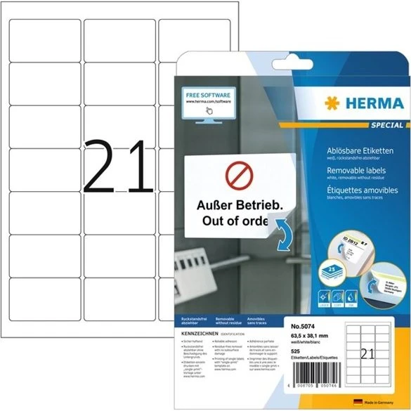 HERMA Special Adresseetiketter 63.5 x 38.1 mm, 525 stk.