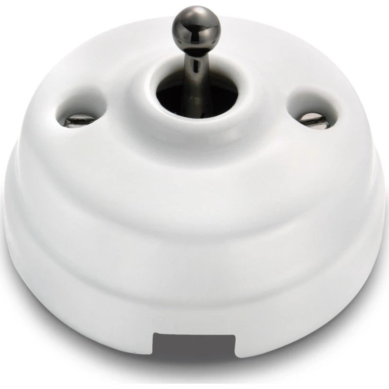 Fontini Dimbler afbryder, sort nikkel og hvidt porcelæn