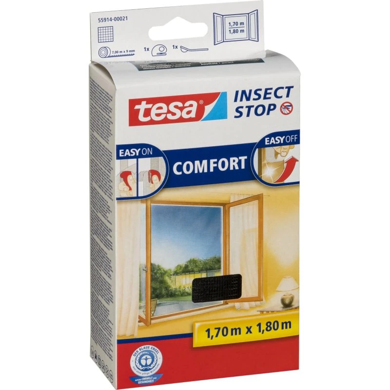 Tesa Comfort Myggenet til Vindue - 1.7x1.8m - Sort