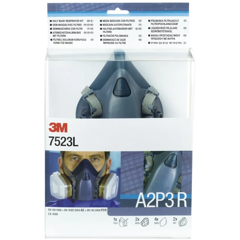 3M 7523M Åndedrætsværn-sæt 7503 + A2P3 (Large)