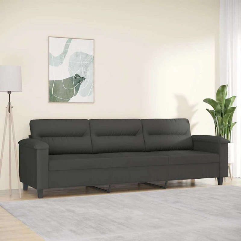 vidaXL 3-personers sofa 210 cm i mørkegrå mikrofiber