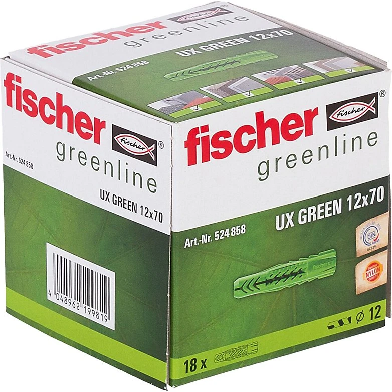 Fischer UX Green Universaldybel 12 x 70 mm (18 stk.)