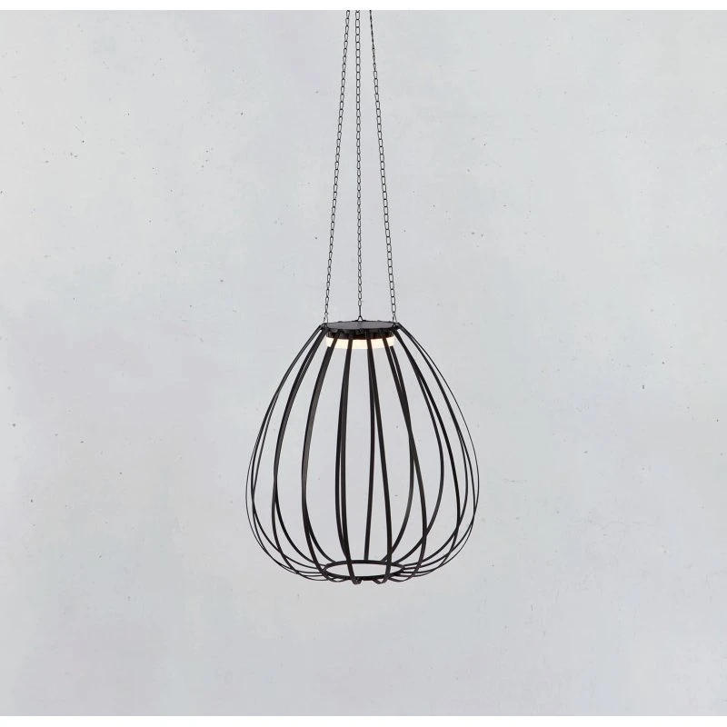 Markslöjd Ovia LED-pendellampe, 42 cm, sort, solcelle, IP44