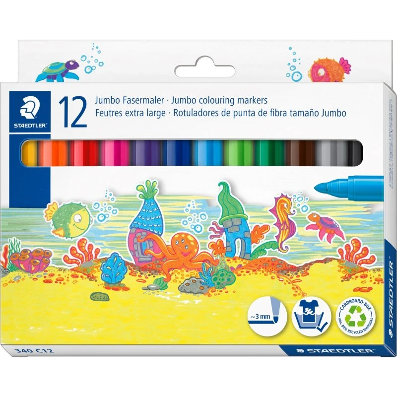 Staedtler Noris Jumbo Fiberpen 12 stk. i etui