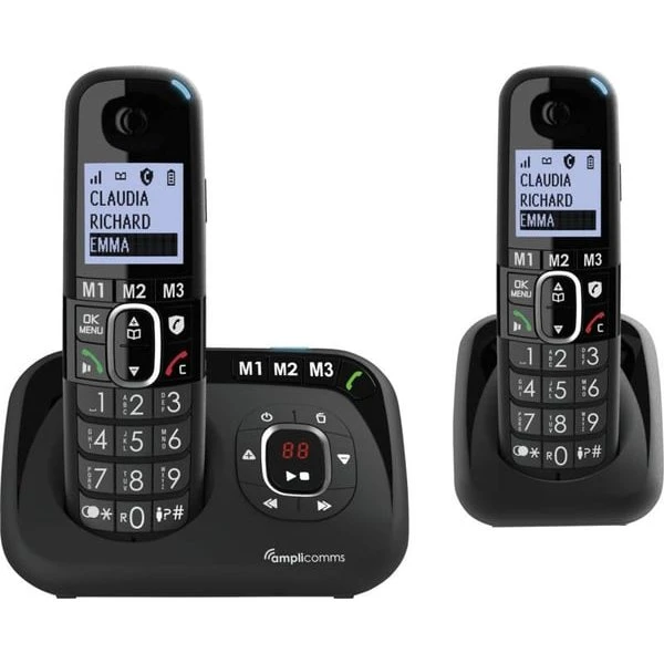 amplicomms BigTel 1582 Duo DECT Telefon med 2 Håndsæt - Sort