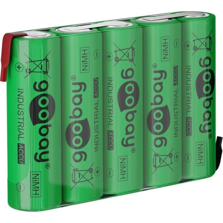 Goobay 5x NiMH AA Batteripakke 6V 2100mAh m. flige
