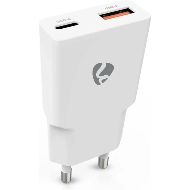 Nedis 30W GaN Vægoplader USB-C + USB-A, Hvid