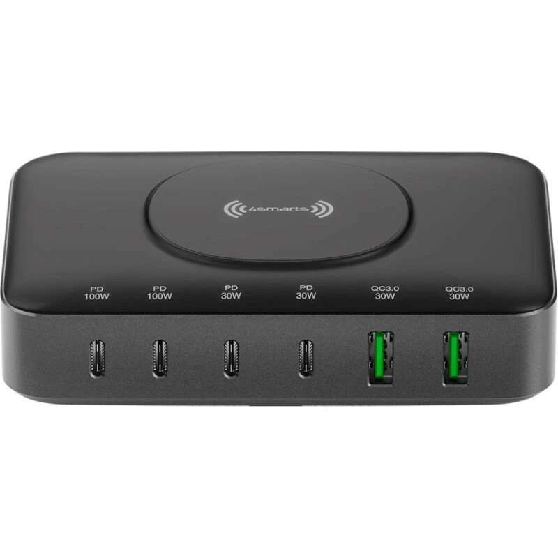 4smarts 7-i-1 100W PD/PPS opladningsstation m. trådløs - Sort