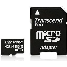 Transcend microSDHC 4 GB Class 10 hukommelseskort med adapter