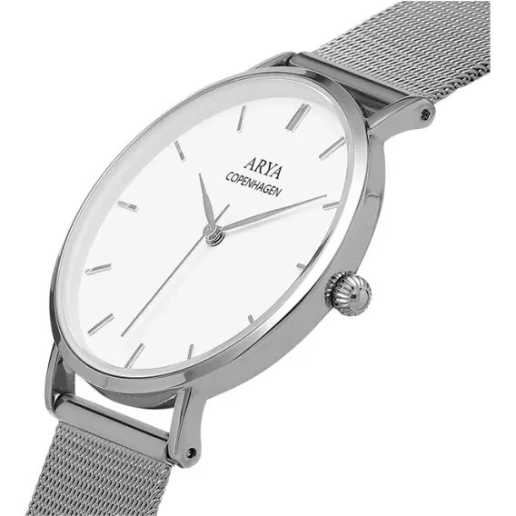 Arya Copenhagen 36 mm guldbelagt dameur med brun læderrem