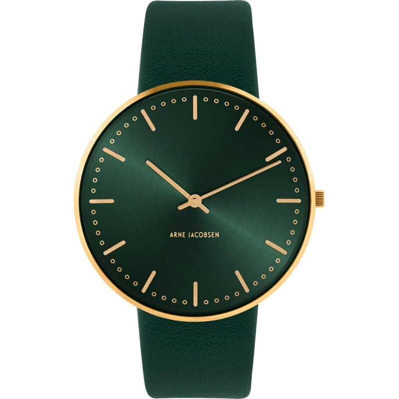 Arne Jacobsen CITY HALL 40 mm læderrem 53208-2088G Evergreen