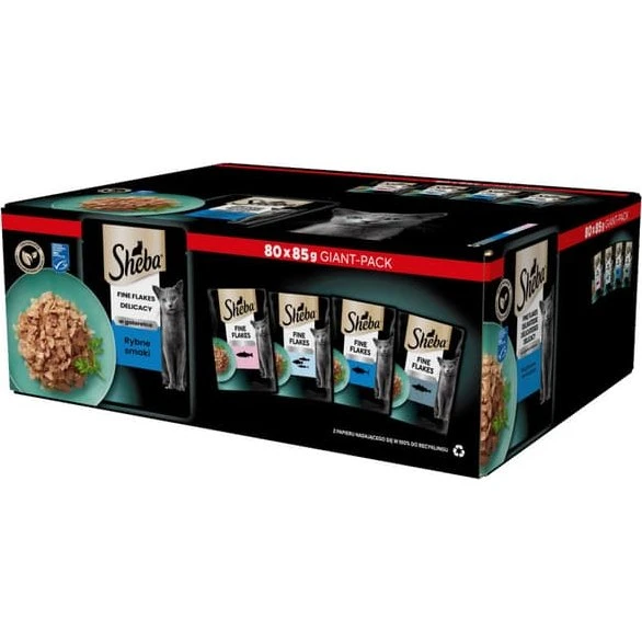 Sheba Delicacy vådfoder til katte i gelé, fiskesmag, 80 x 85 g