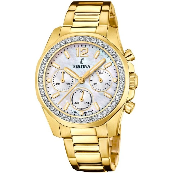 Festina Rainbow F20609/1 dameur – guldbelagt, perlemor