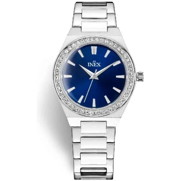 Inex Dameur A69532-1S8I – Sølv stållænke, blå skive 35 mm