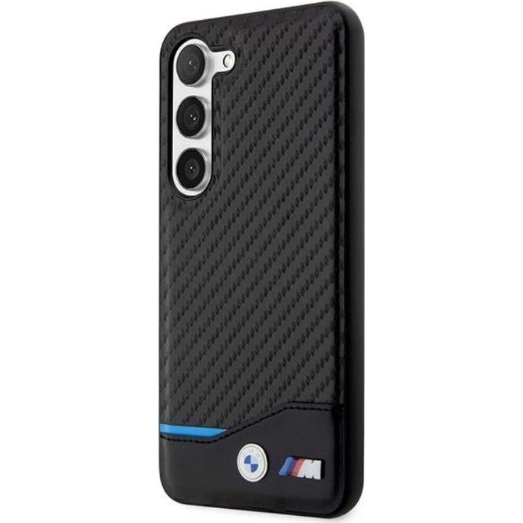 BMW Galaxy S23 Plus Cover Læder & Kulstof - Sort