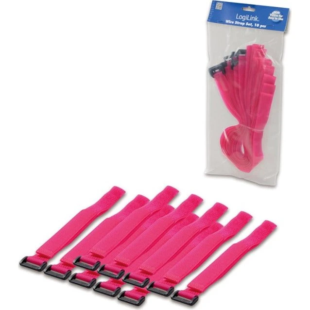 LogiLink Velkro kabelbindere, 500x20mm, Pink (10 stk.)