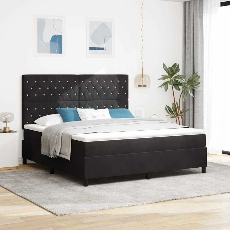 vidaXL Box spring seng med madras 180x200 cm Sort Fløjl