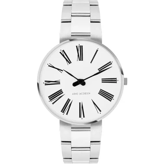 Arne Jacobsen Roman Ø34 hvid skive, forgyldt lænke