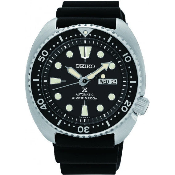 Seiko Prospex SRPE93K1 Turtle 45 mm sort kautsjukrem
