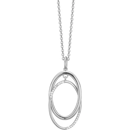 Aagaard sterling sølv vedhæng med kæde, 2 ovale – 45 cm
