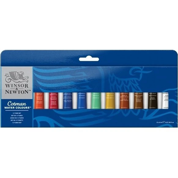 Winsor & Newton Cotman Akvarel Sæt - 12 x 8ml tuber
