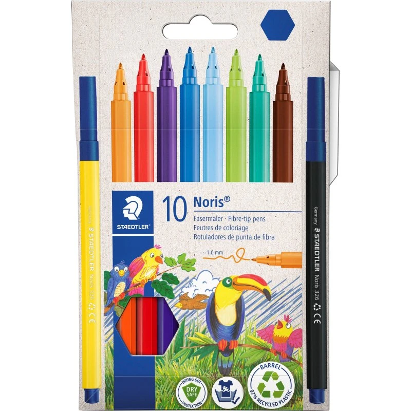 Staedtler Noris Tusch 326 fiberpen, 10 stk. i etui