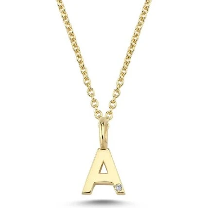 Nuran bogstavvedhæng 14 kt guld 0,005 ct, 9,5 mm