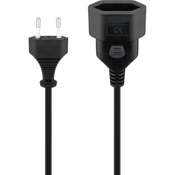 Goobay Forlængerkabel Europlug, 2 m, sort