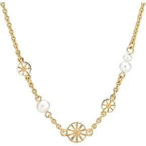 Lund Copenhagen Perlehalskæde med margueritter, forgyldt