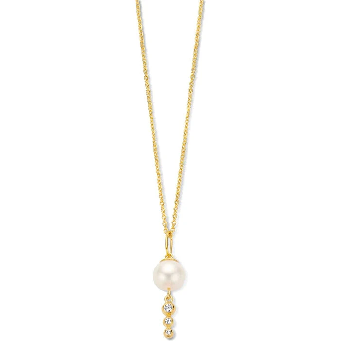 Spirit Icons Swan halskæde 18 kt forgyldt sølv med perle (42/45 cm)