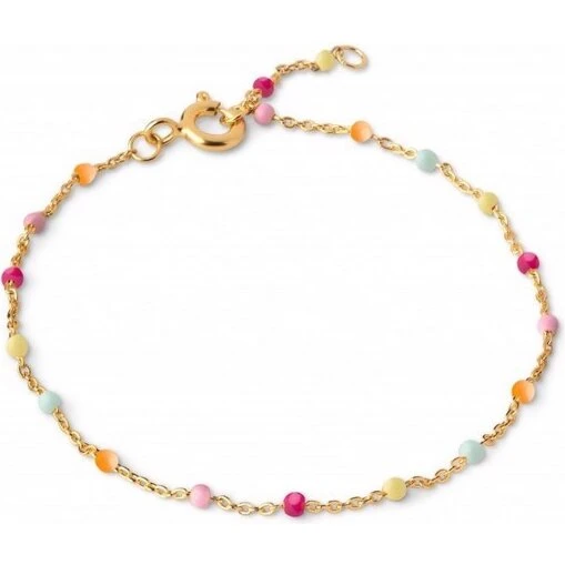 Enamel Lola armbånd – Spring (petrol/green), forgyldt
