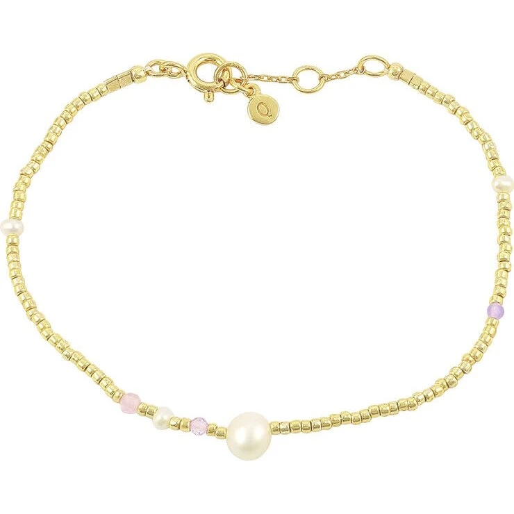 Hultquist Maya armbånd forgyldt, lilla miyuki & ferskvandsperle