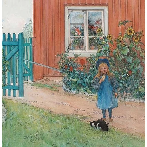 Carl Larsson Skitse- og notesbog - Brita, en kat og en mad