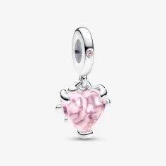 Pandora 792654C01 hjerte-charm i sterling sølv med pink sten