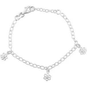 NOA Kids Jewellery rhodineret sølvarmbånd med 3 blomster og cz