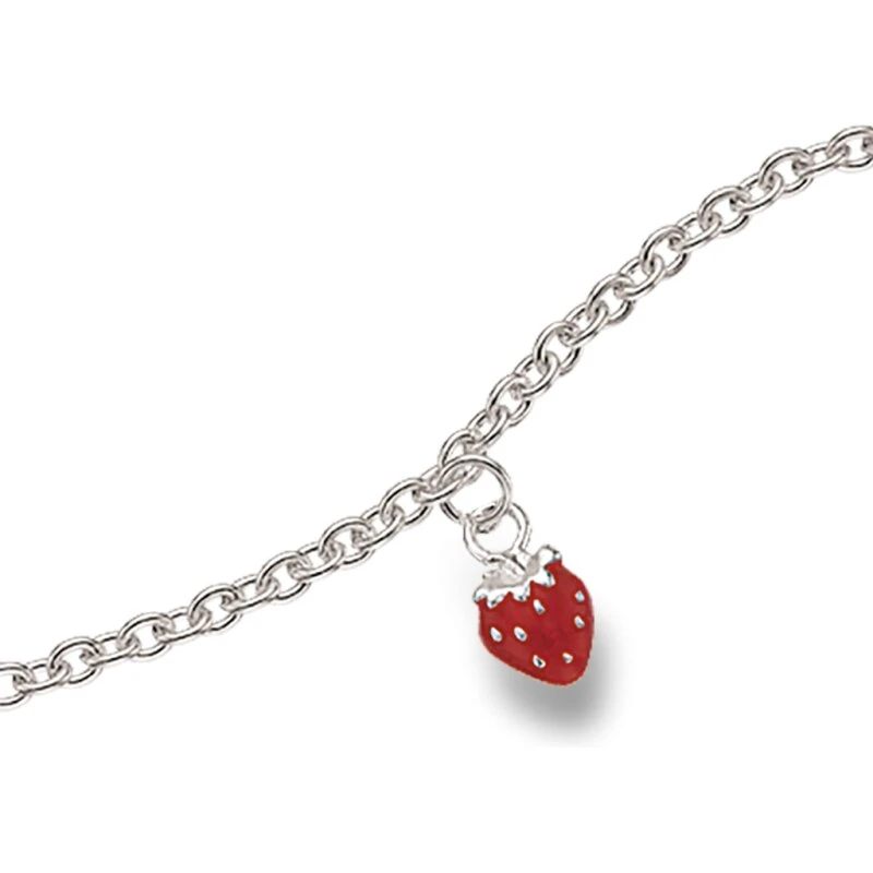 Scrouples børnearmbånd i sterlingsølv med rødt jordbær