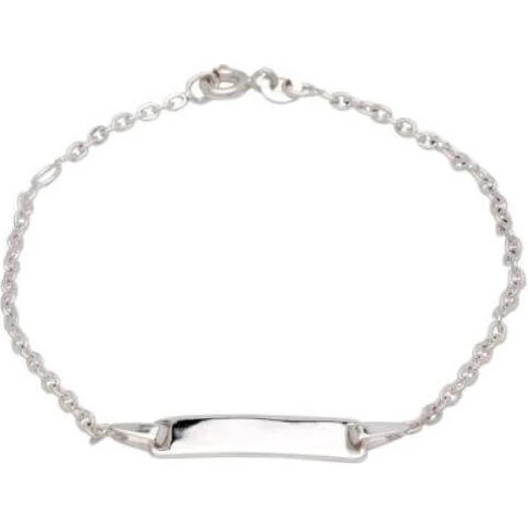 NOA Kids Børnearmbånd i rhodineret sølv m. graverbar plade 16–18 cm