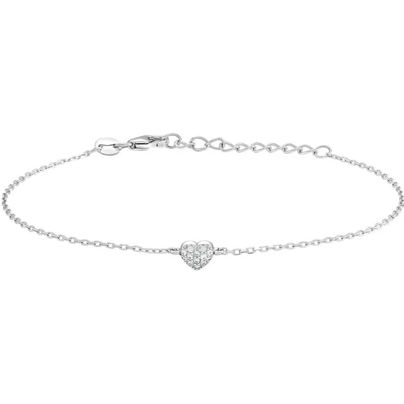 Joanli Nor ALMANOR armbånd med zirkonhjerte, forgyldt 17+3 cm