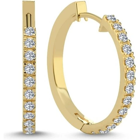 Nuran 14 kt rødgulds creoler med 0,88 ct diamanter Ø23 mm