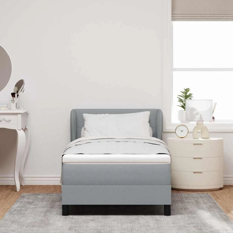 vidaXL Boxspring seng med hovedgærde, Lysegrå, 80 x 200 cm