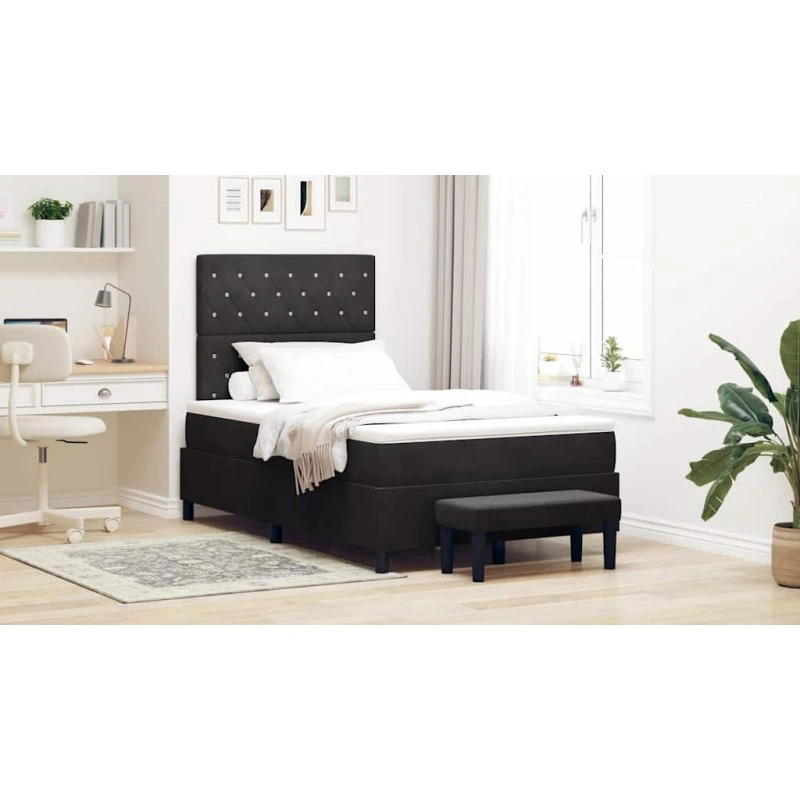 vidaXL Box spring seng med fløjlshovedgærde, sort, 190 x 120 cm