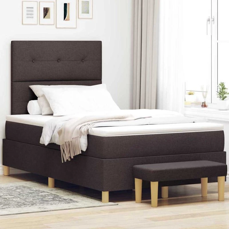 vidaXL Box spring seng med hovedgærde, Mørk Brun, 190 x 120 cm