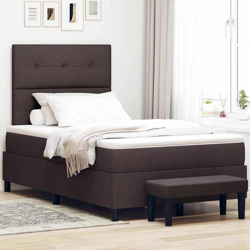 vidaXL Box spring seng med pude, Mørk Brun, 120 x 200 cm